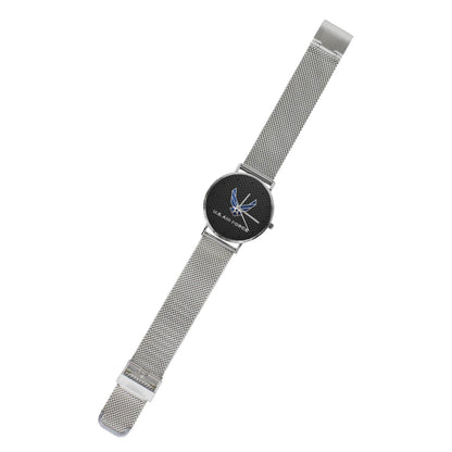 U.S. Air Force Insignia 40MM All Stainless Steel With Black Carbon Fiber Background Waterproof Monogram Dress Watch