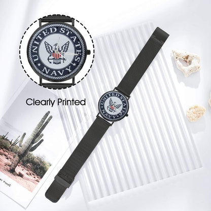 U.S. Navy Insignia 40MM All Stainless Steel Waterproof Monogram Dress Watch....