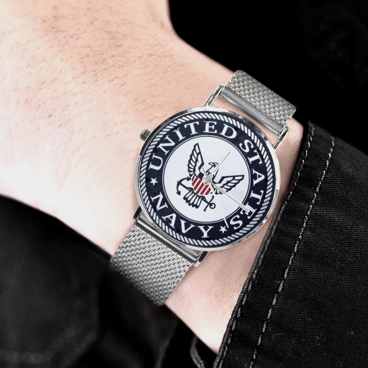 U.S. Navy Insignia 40MM All Stainless Steel Waterproof Monogram Dress Watch....