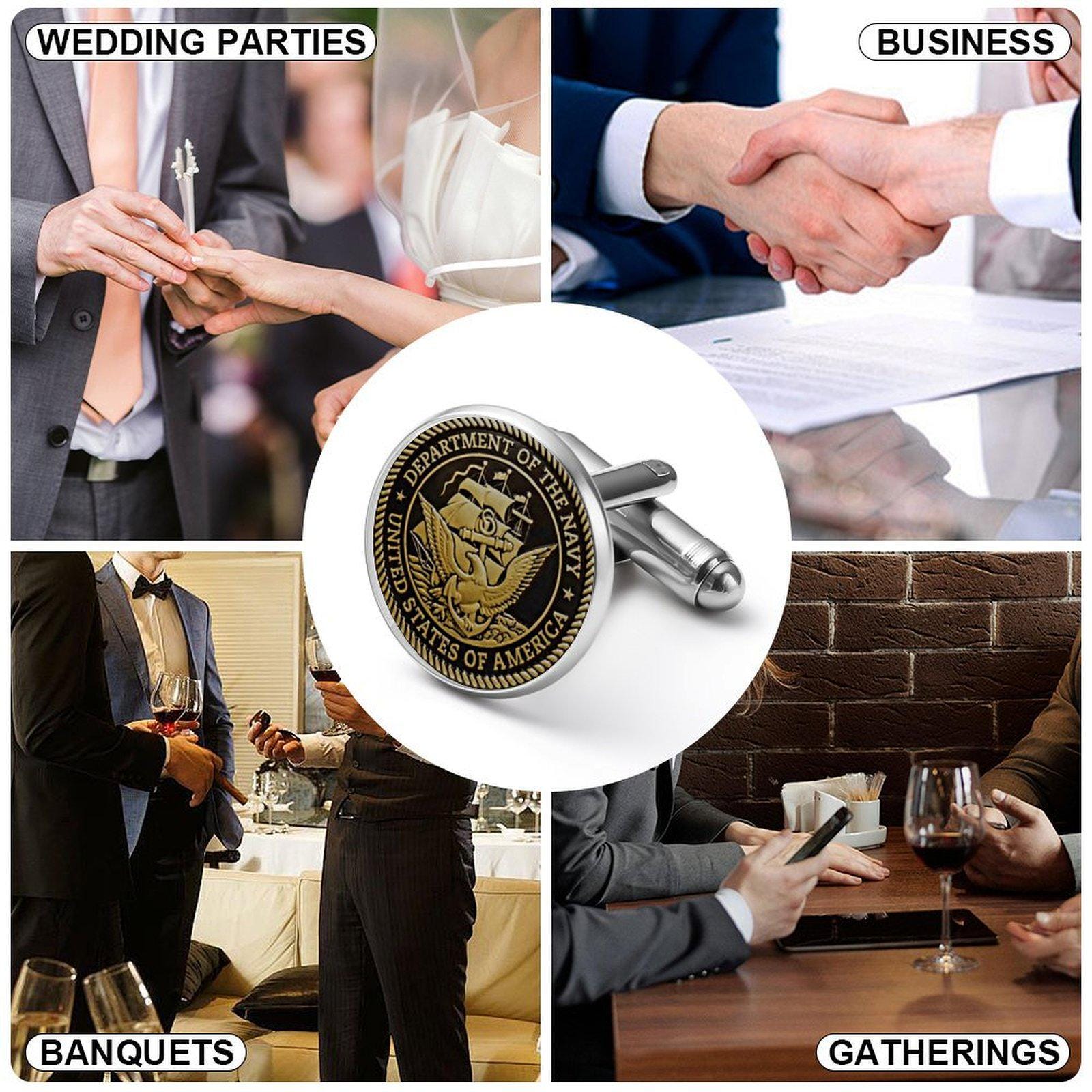 Men's Custom Madison Avenue U.S.Navy Black And Bronze Colored Cufflinks