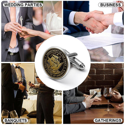 Men's Custom Madison Avenue U.S.Navy Black And Bronze Colored Cufflinks