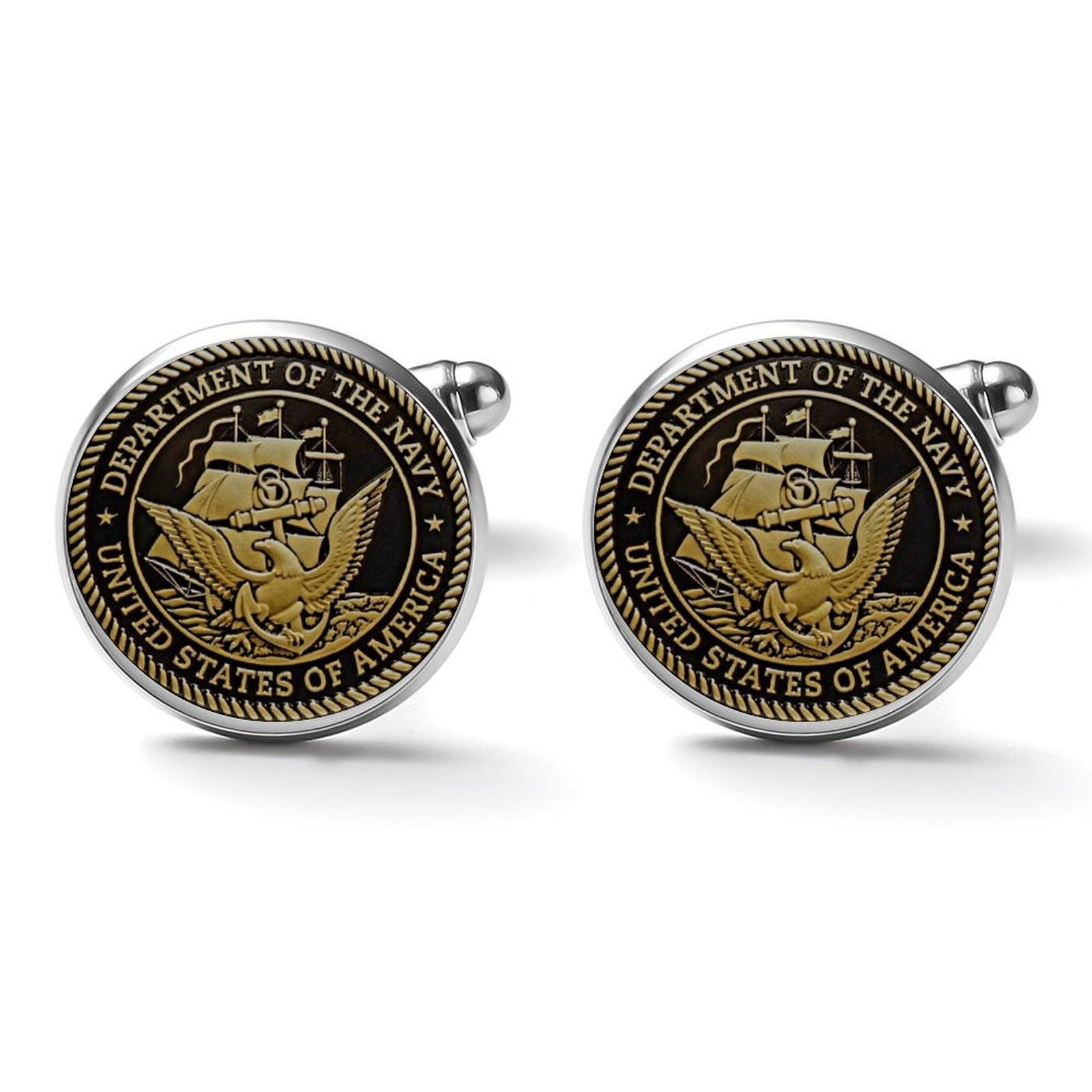 Men's Custom Madison Avenue U.S.Navy Black And Bronze Colored Cufflinks