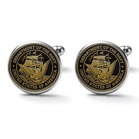 Men's Custom Madison Avenue U.S.Navy Black And Bronze Colored Cufflinks