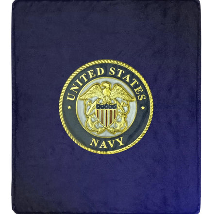 United States Navy Deep Blue 70X80 Inch Microfleece Flannel Soft Warm Monogram Logo Blanket