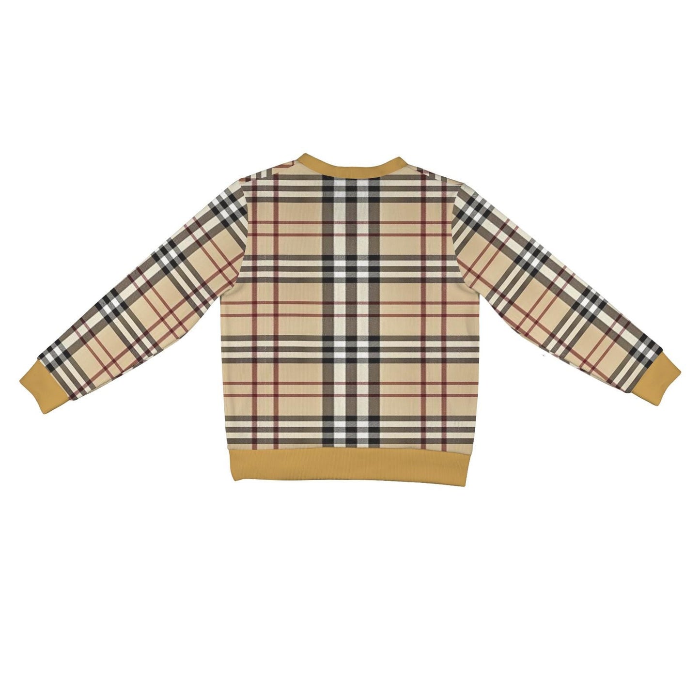 Women's Madison Avenue Goldish Brown Black Plaid Long Sleeved Soft Warm Ribbed Monogram Cardigan