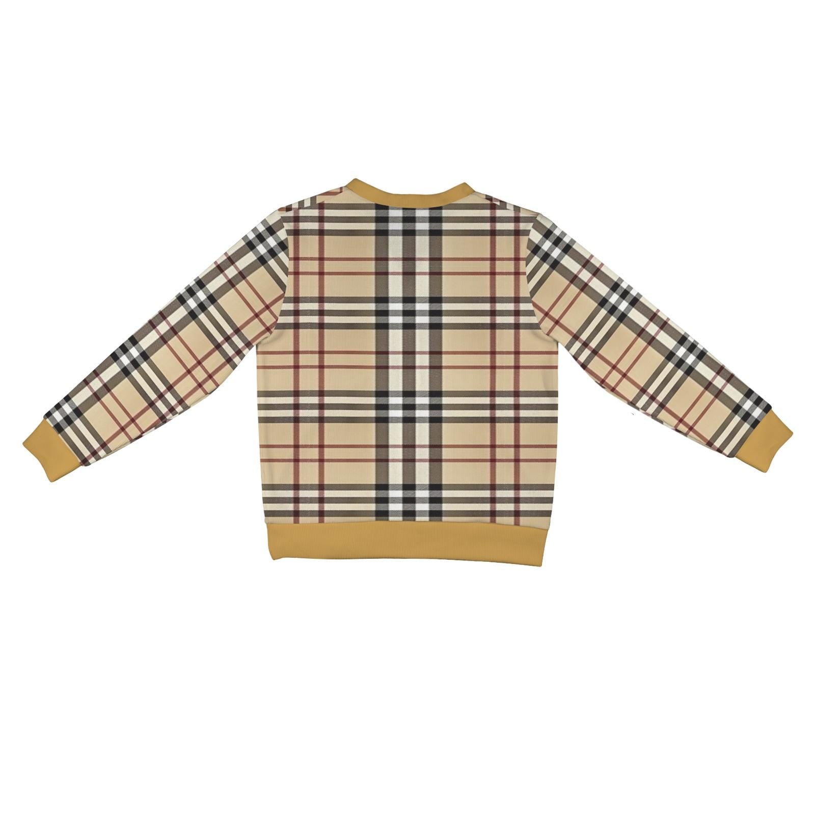 Women's Madison Avenue Goldish Brown Black Plaid Long Sleeved Soft Warm Ribbed Monogram Cardigan