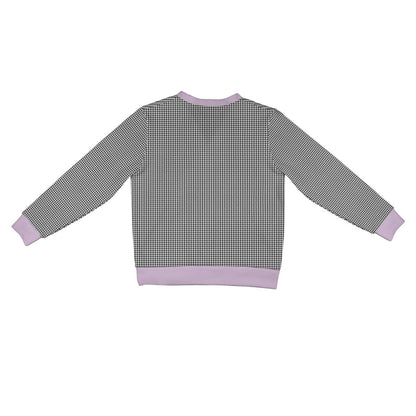 Houndstooth Cardigan Sweater: Custom Monogram, Ribbed Knit