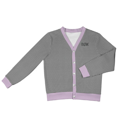 Houndstooth Cardigan Sweater: Custom Monogram, Ribbed Knit