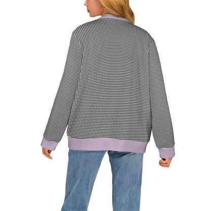 Houndstooth Cardigan Sweater: Custom Monogram, Ribbed Knit