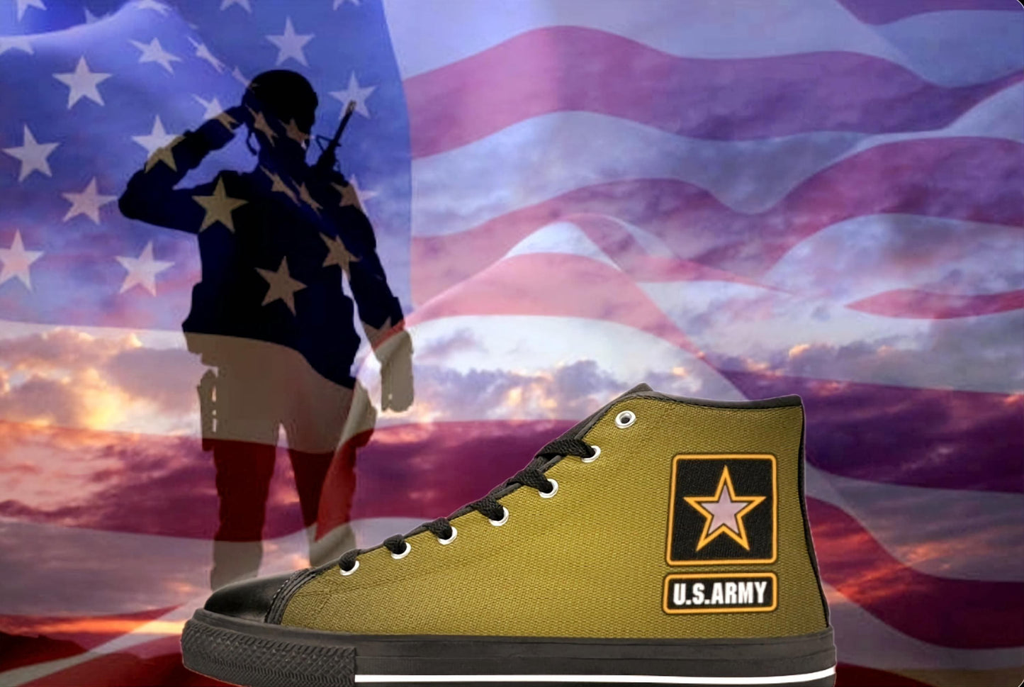 Men's US Army Symbol Green Canvas Hi-Tops