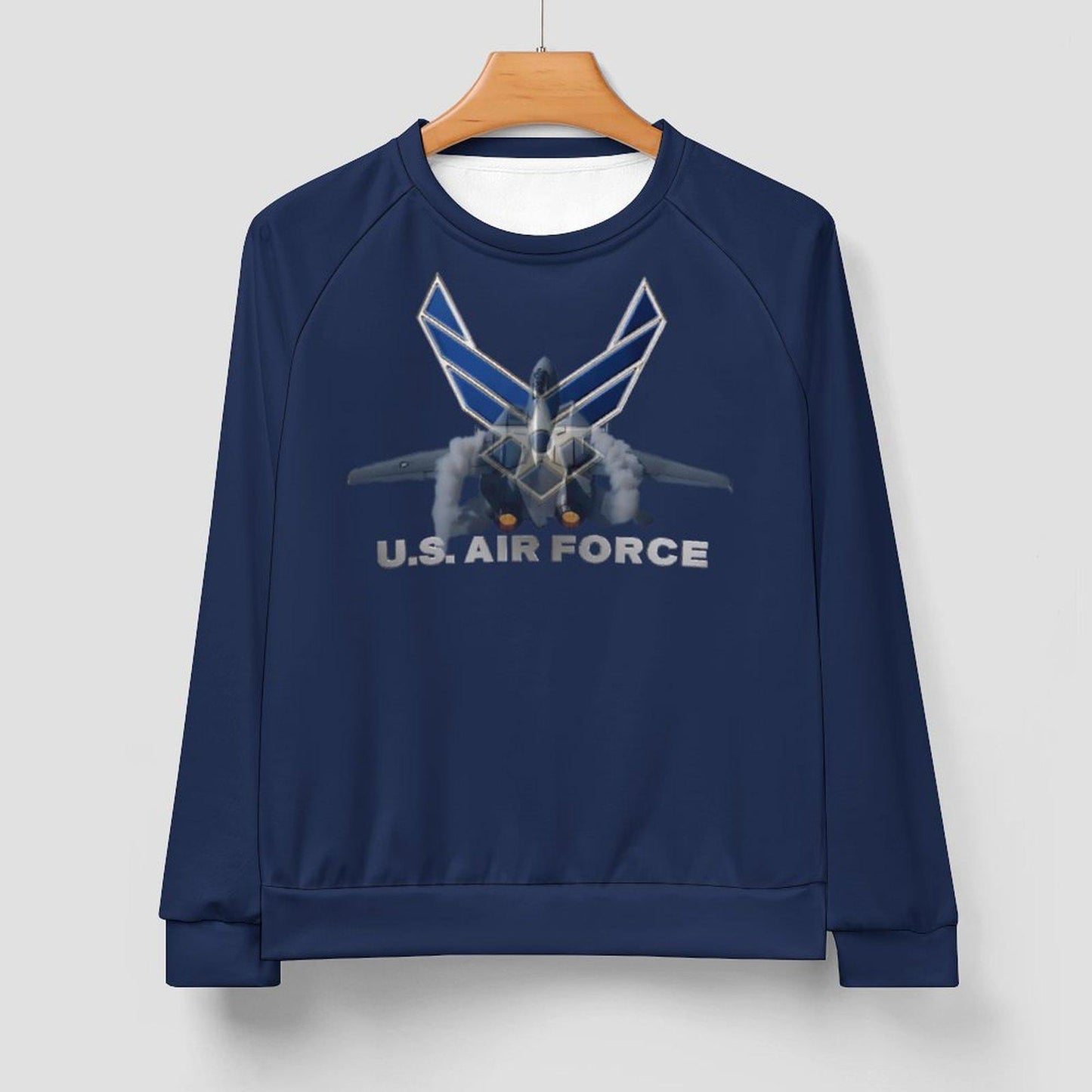 US Air Force Raglan Sweatshirt: Deep Blue Polyester Pullover
