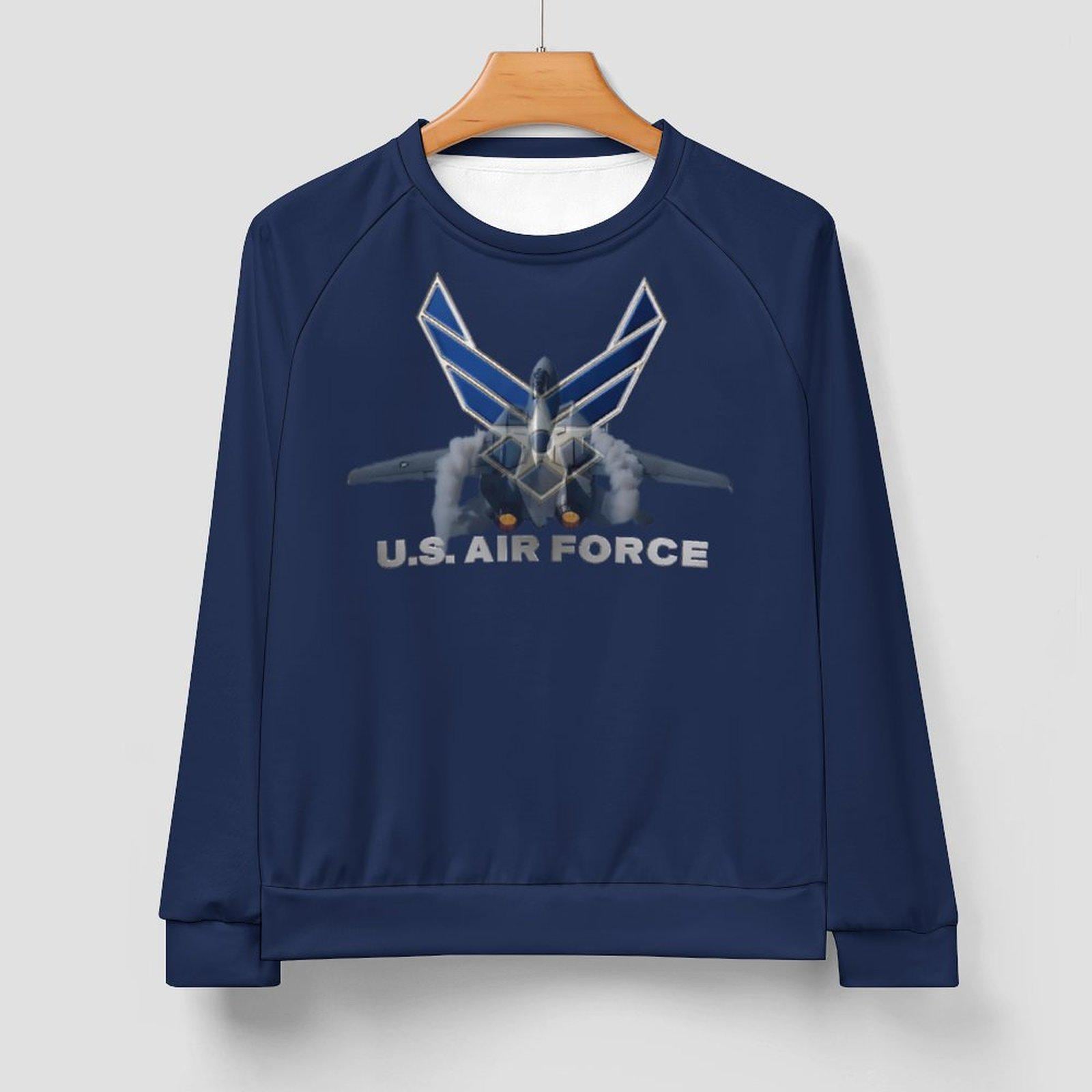 US Air Force Raglan Sweatshirt: Deep Blue Polyester Pullover