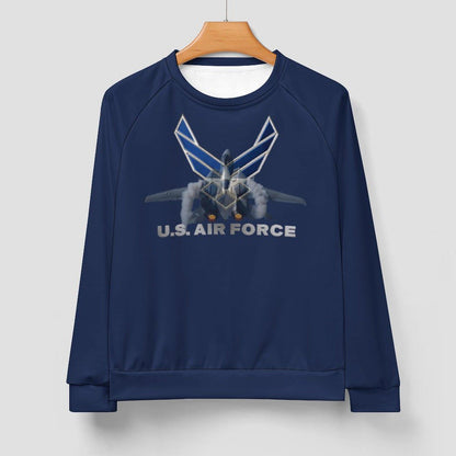 US Air Force Raglan Sweatshirt: Deep Blue Polyester Pullover