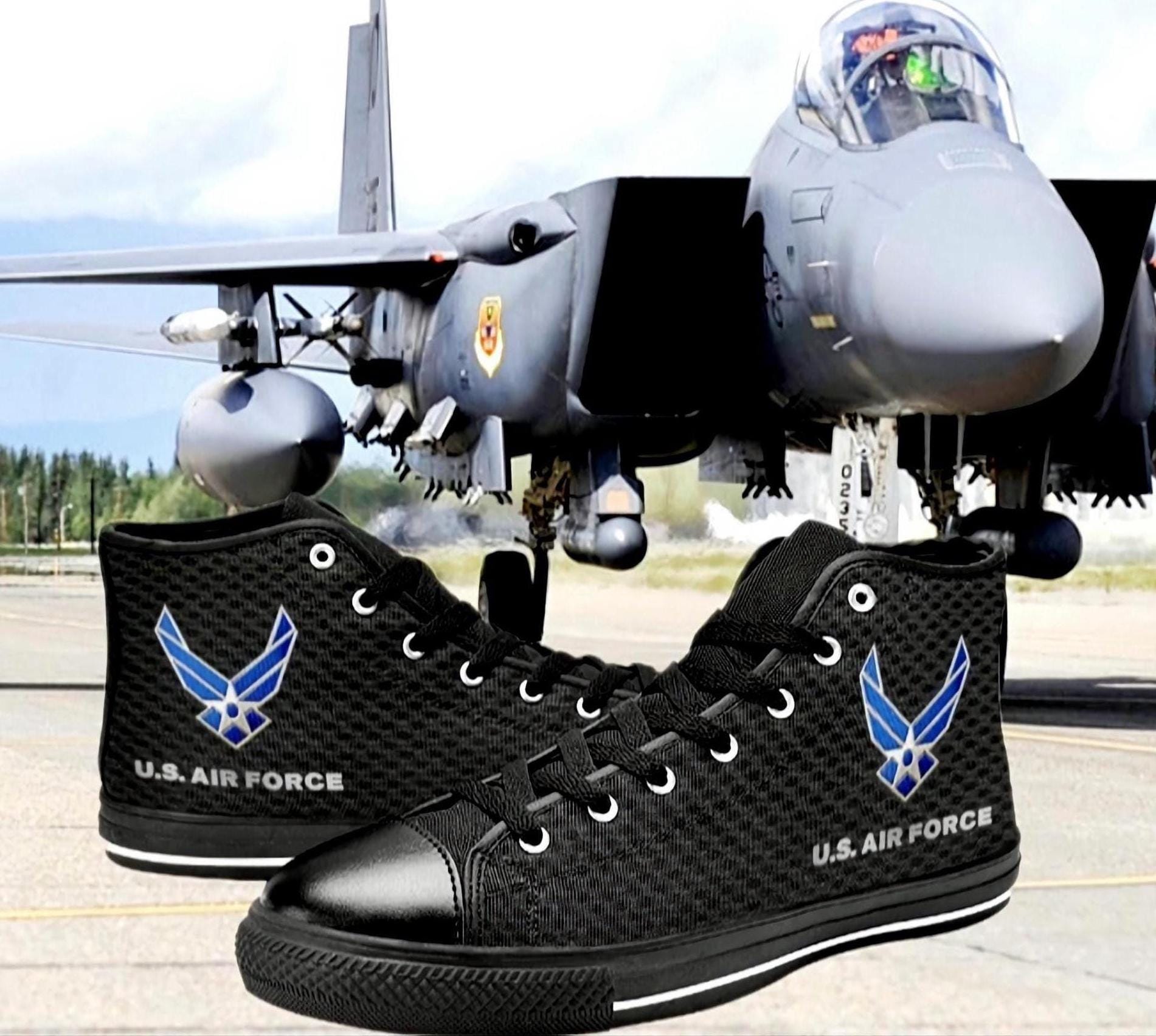 Men's USAF Canvas Hi-Tops: Black Carbon Fiber Design