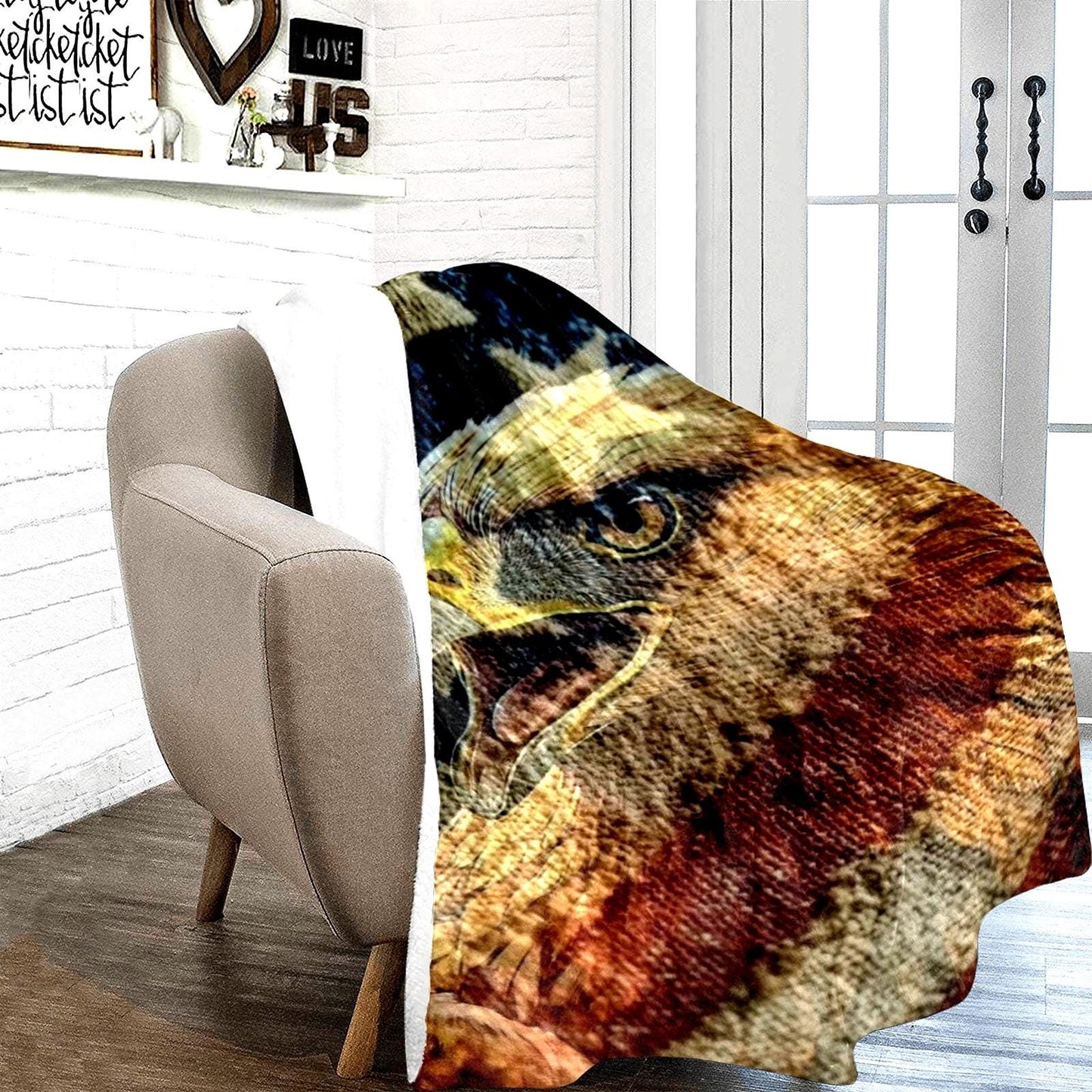 American Flag Eagle Microfleece Blanket (70x80 Inch)