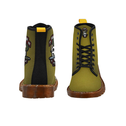 Men's Green Carbon Fiber Pattern Design Special Forces Canvas Monogram Boots Extremely Well Made Come With Initials Or Your Name On Them!