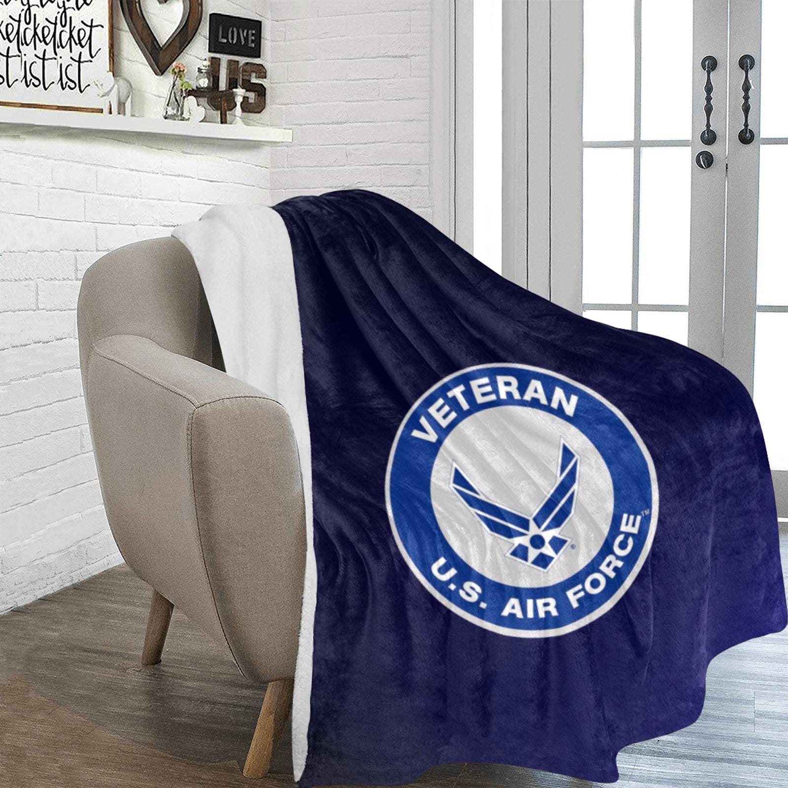 US Air Force Veteran Logo Microfiber Flannel Blanket (70x80 Inch)