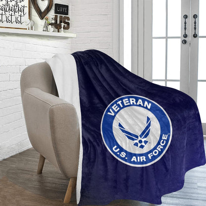 US Air Force Veteran Logo Microfiber Flannel Blanket (70x80 Inch)