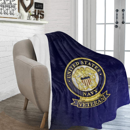U.S. Navy Veteran Blanket: Micro Fleece Flannel, Deep Blue (70x80 Inch)